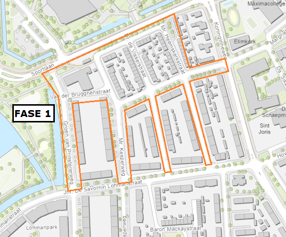 Plattegrond van het plangebied herstructurering wijken Centrum en West.